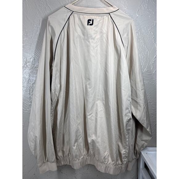 Footjoy Windbreaker Jacket Mens Beige Golf V Neck Classic Pullover Size XL - Picture 2 of 4